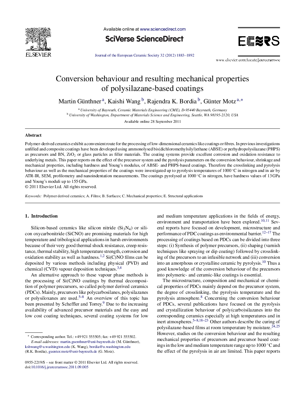 Conversion behaviour and resulting mechanical properties of polysilazane-based coatings