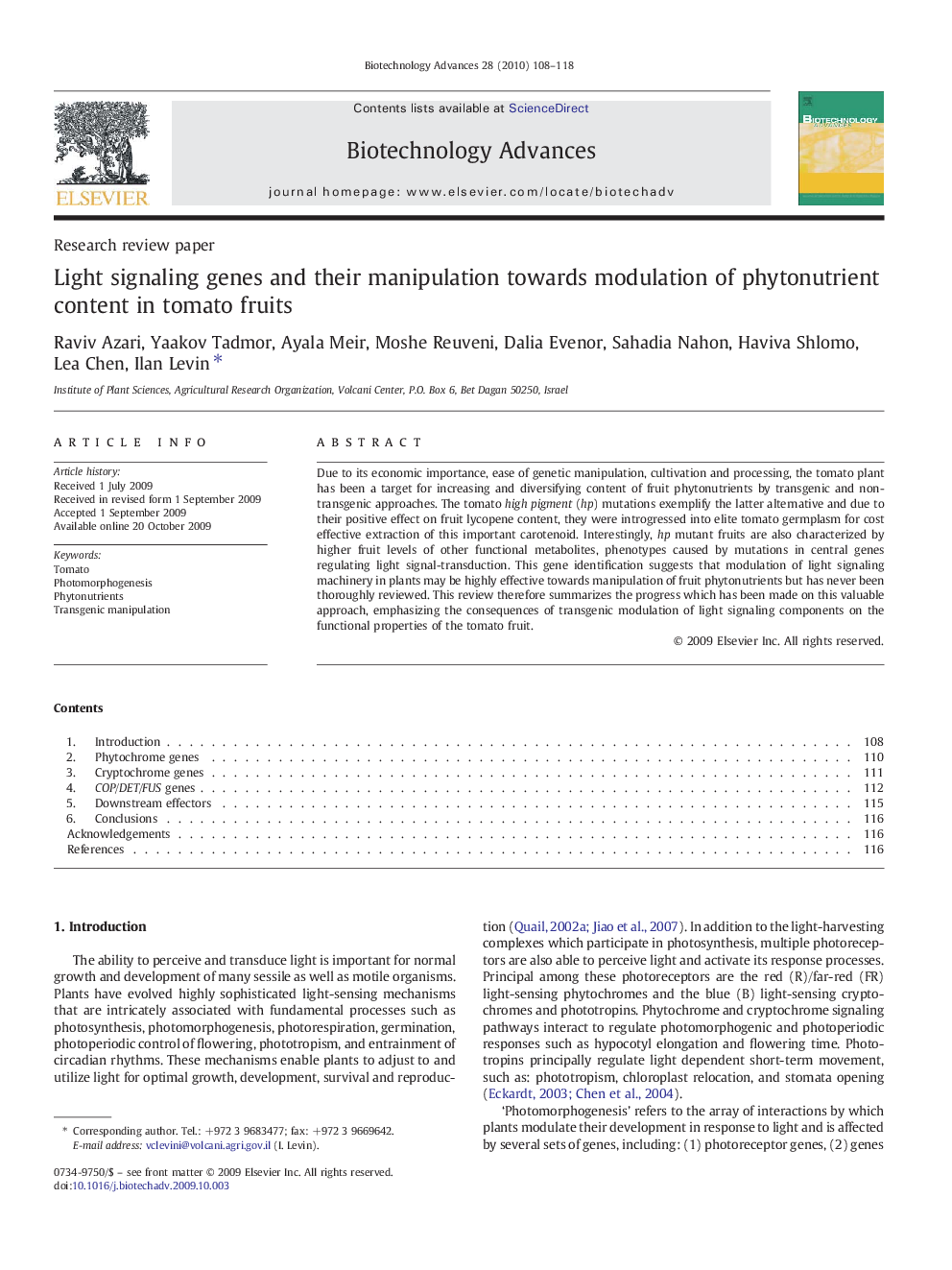 Light signaling genes and their manipulation towards modulation of phytonutrient content in tomato fruits