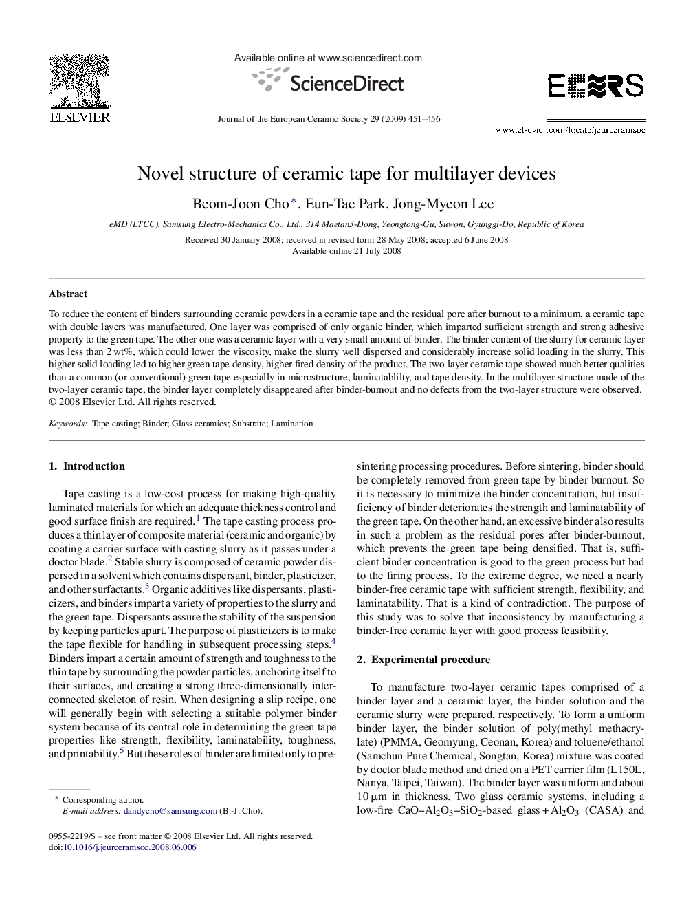 Novel structure of ceramic tape for multilayer devices