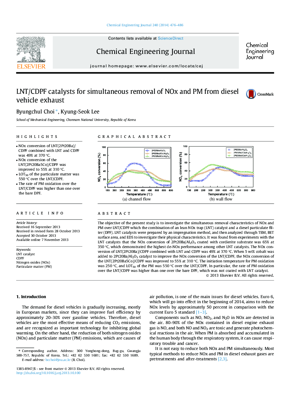 LNT/CDPF catalysts for simultaneous removal of NOx and PM from diesel vehicle exhaust