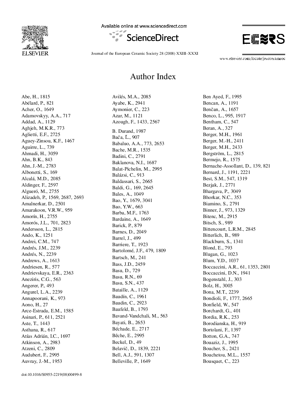 عکس صفحه اول مقاله: Author Index Author Index