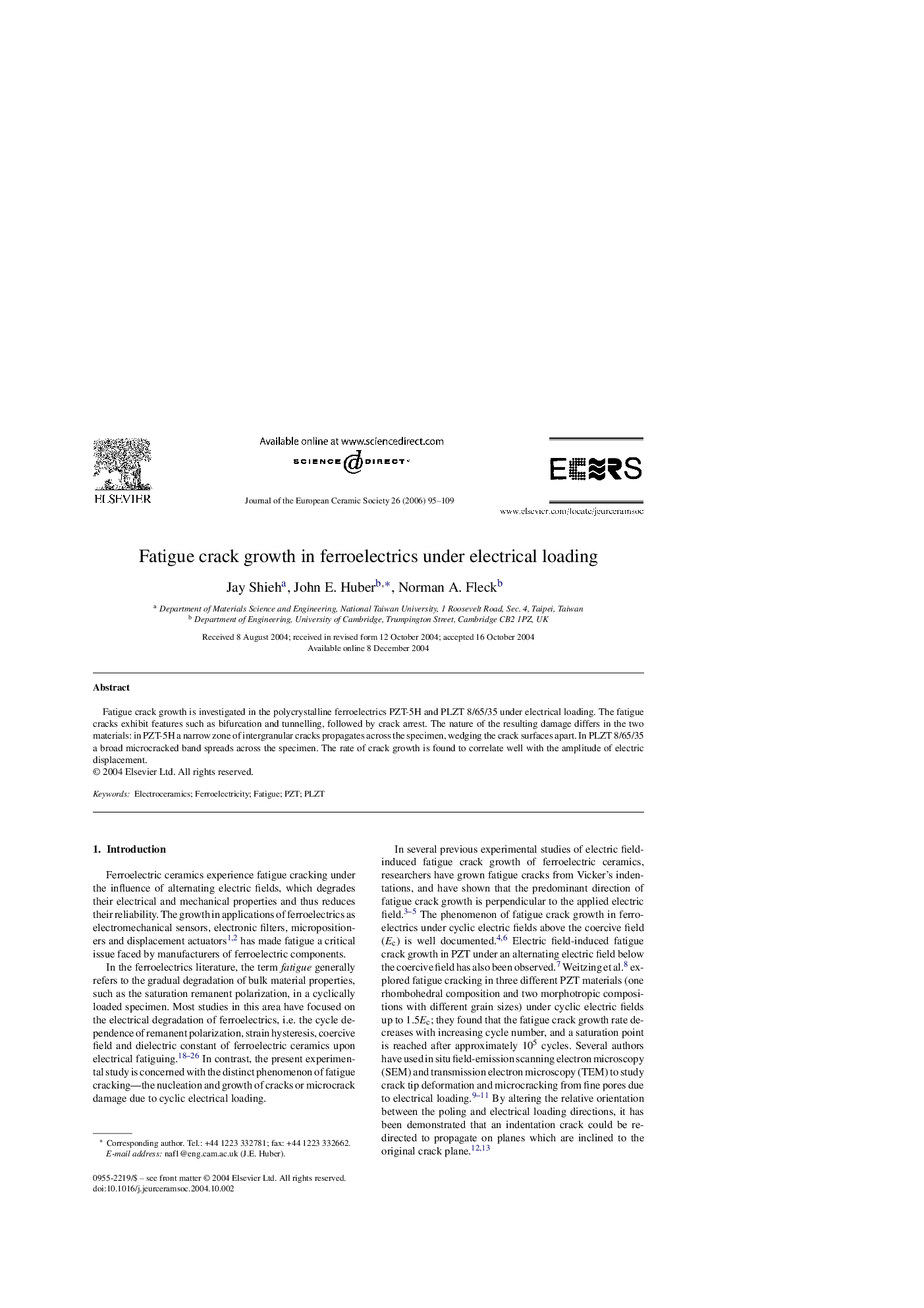 Fatigue crack growth in ferroelectrics under electrical loading