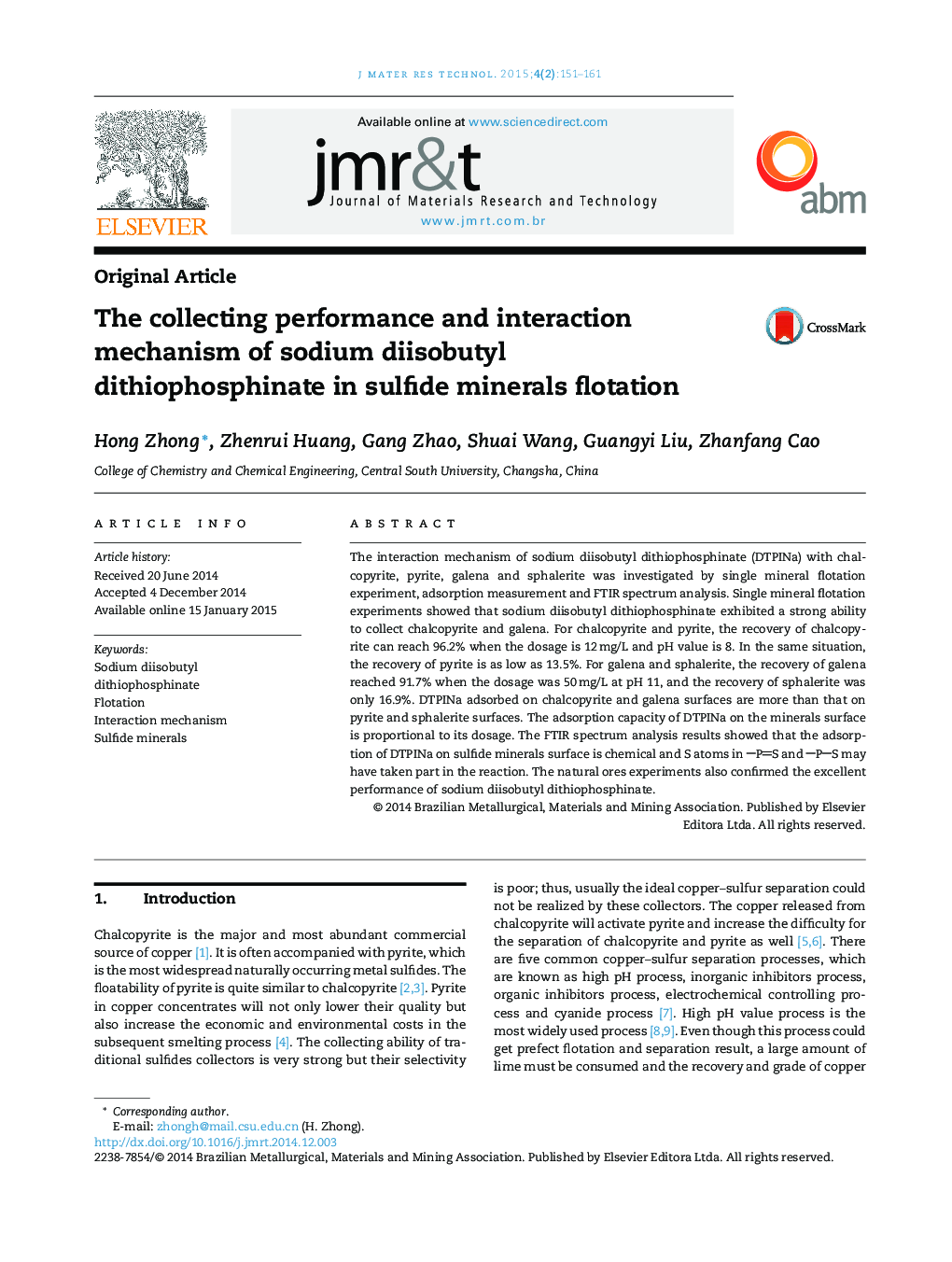The collecting performance and interaction mechanism of sodium diisobutyl dithiophosphinate in sulfide minerals flotation