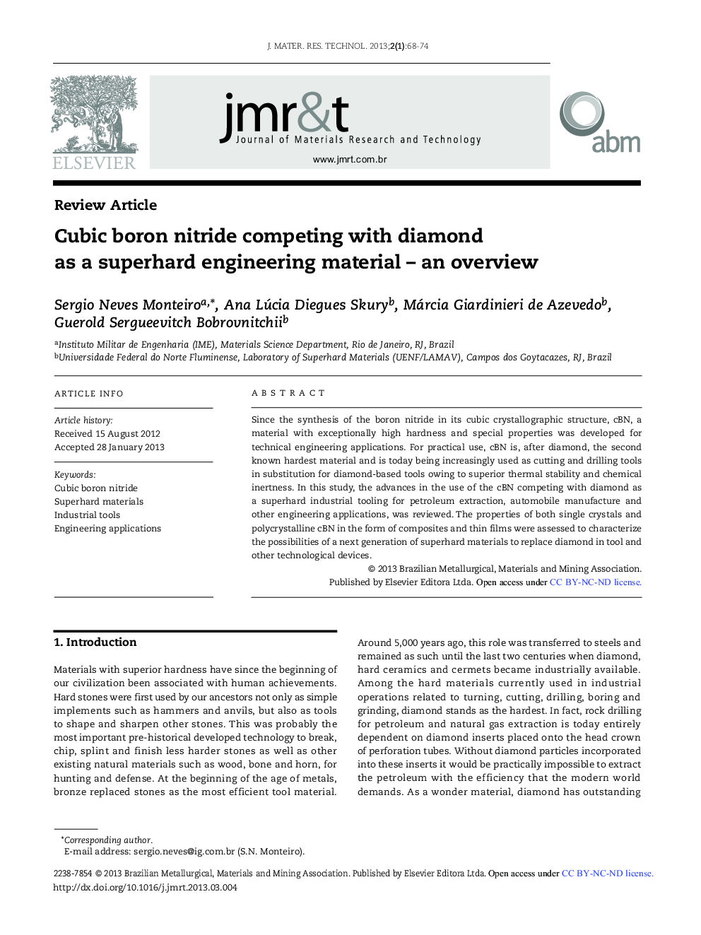 Cubic boron nitride competing with diamond as a superhard engineering material – an overview