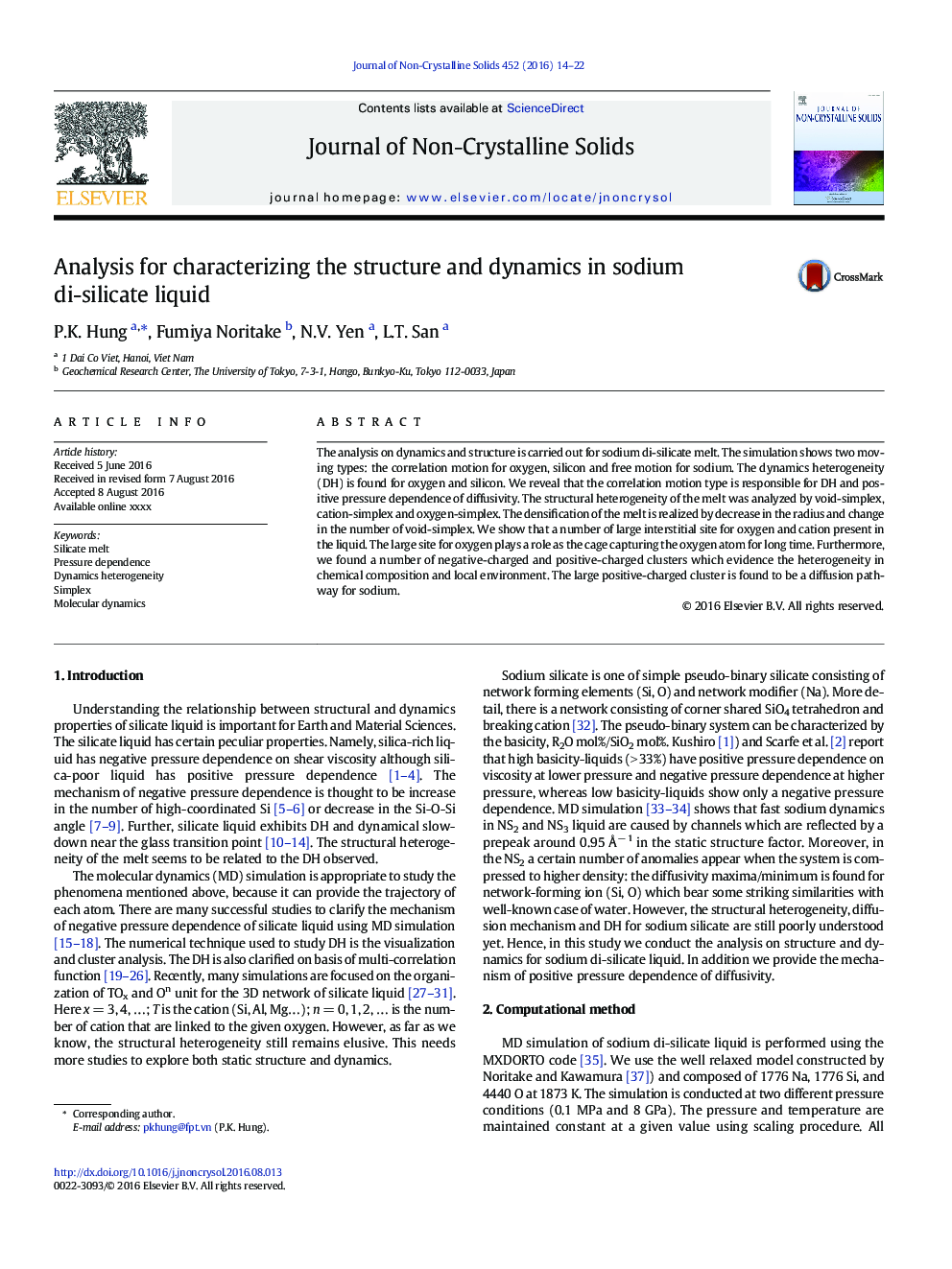 Analysis for characterizing the structure and dynamics in sodium di-silicate liquid