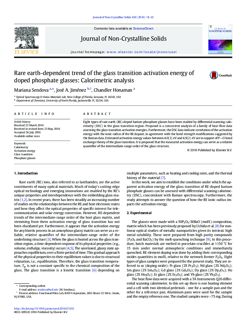 Rare earth-dependent trend of the glass transition activation energy of doped phosphate glasses: Calorimetric analysis