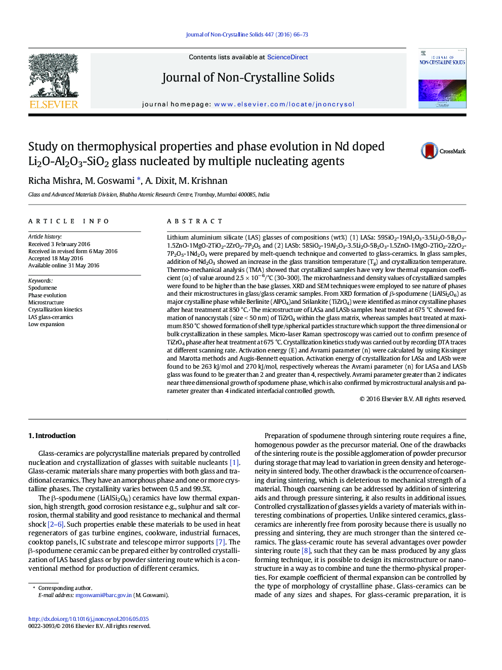 Study on thermophysical properties and phase evolution in Nd doped Li2O-Al2O3-SiO2 glass nucleated by multiple nucleating agents