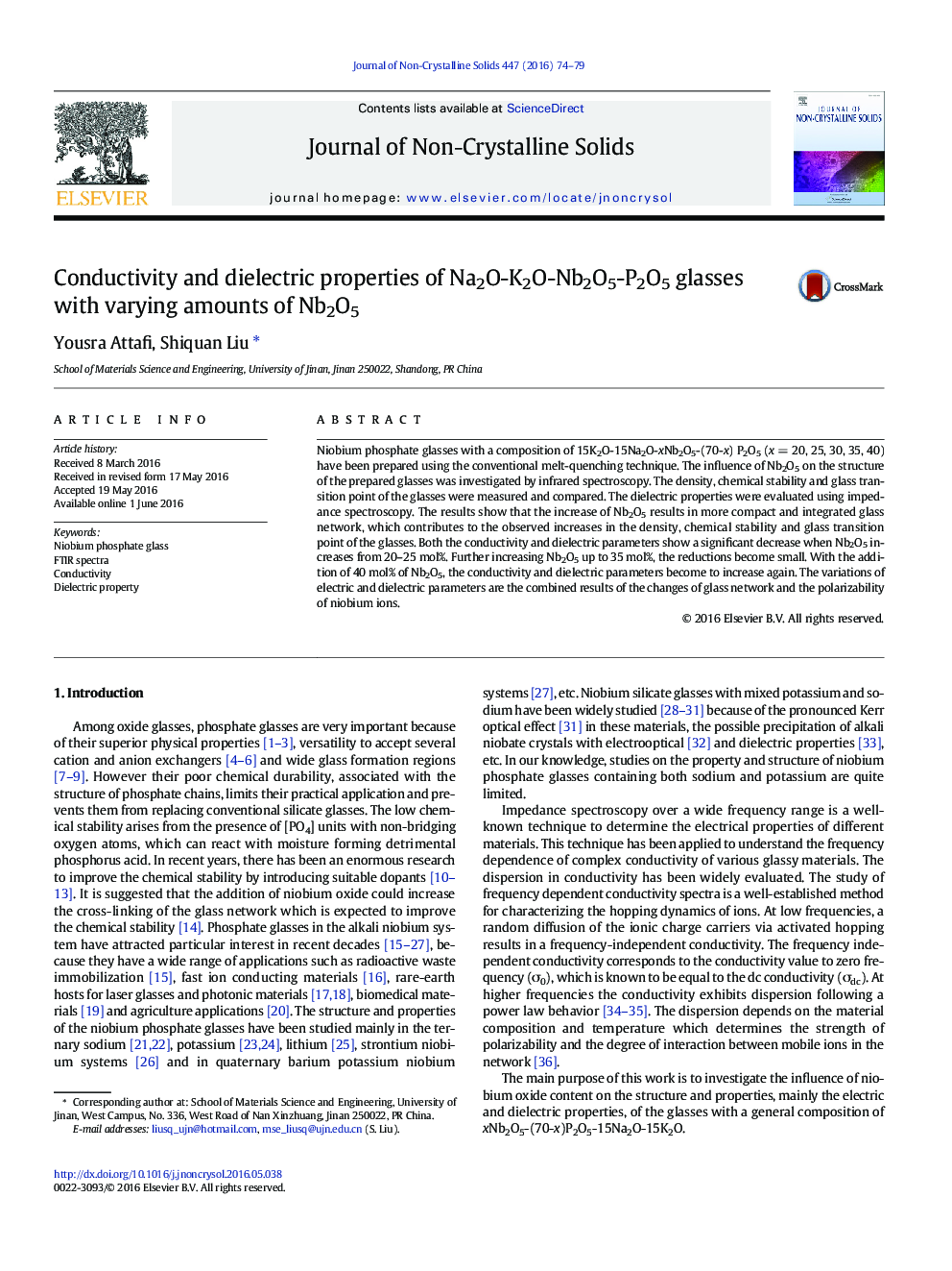 Conductivity and dielectric properties of Na2O-K2O-Nb2O5-P2O5 glasses with varying amounts of Nb2O5