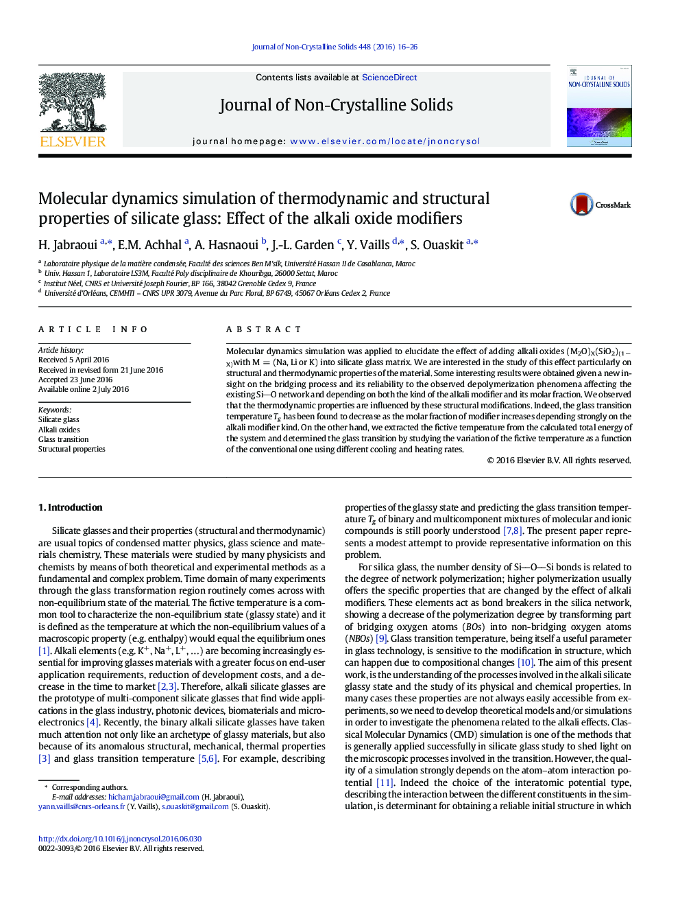 شبیه سازی پوسته مولکولی خواص ترمودینامیکی و ساختاری شیشه های سیلیکات: اثر اصلاح کننده های اکسید قلیایی 