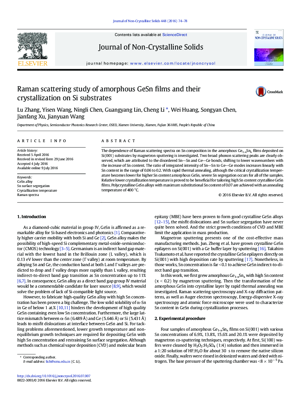 Raman scattering study of amorphous GeSn films and their crystallization on Si substrates