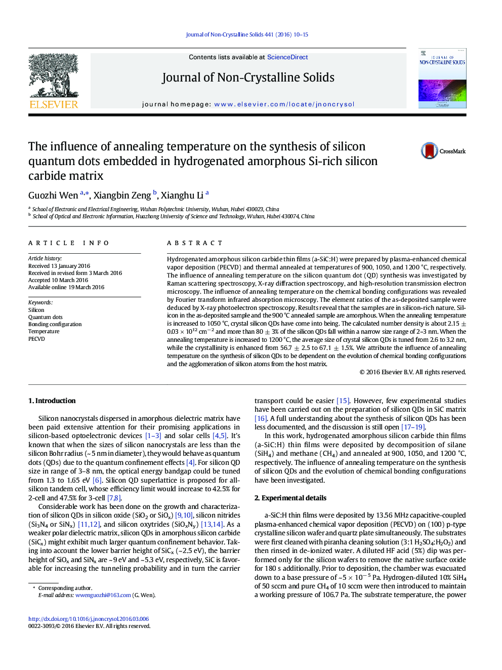 The influence of annealing temperature on the synthesis of silicon quantum dots embedded in hydrogenated amorphous Si-rich silicon carbide matrix