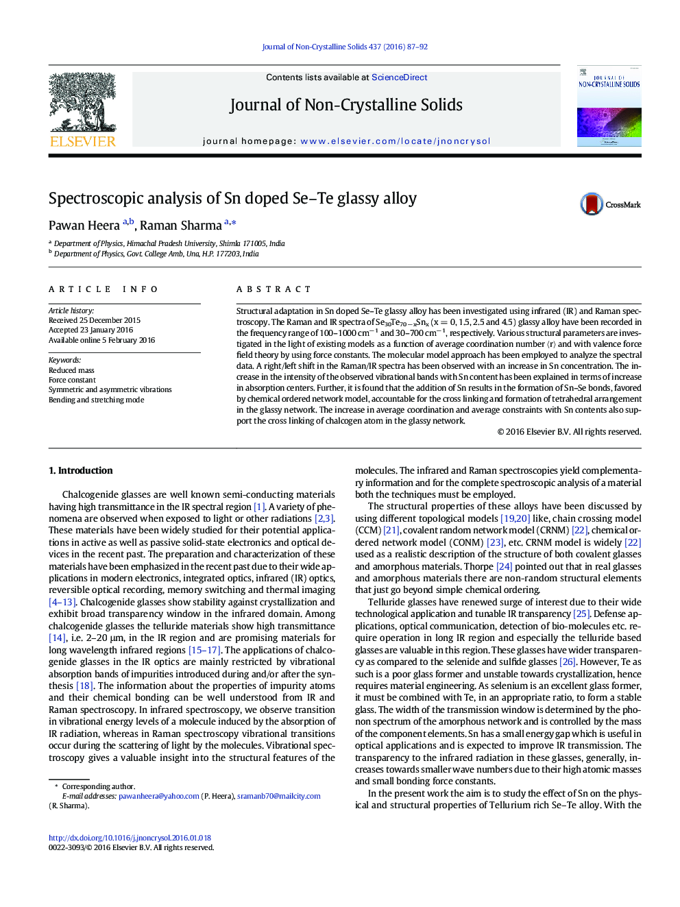 Spectroscopic analysis of Sn doped Se–Te glassy alloy