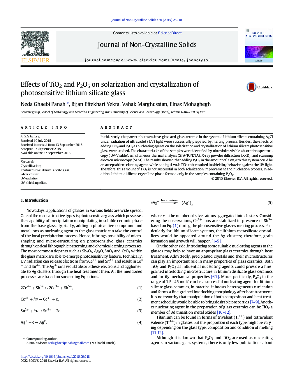 Effects of TiO2 and P2O5 on solarization and crystallization of photosensitive lithium silicate glass