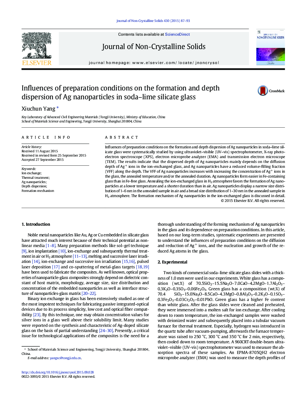 Influences of preparation conditions on the formation and depth dispersion of Ag nanoparticles in soda-lime silicate glass
