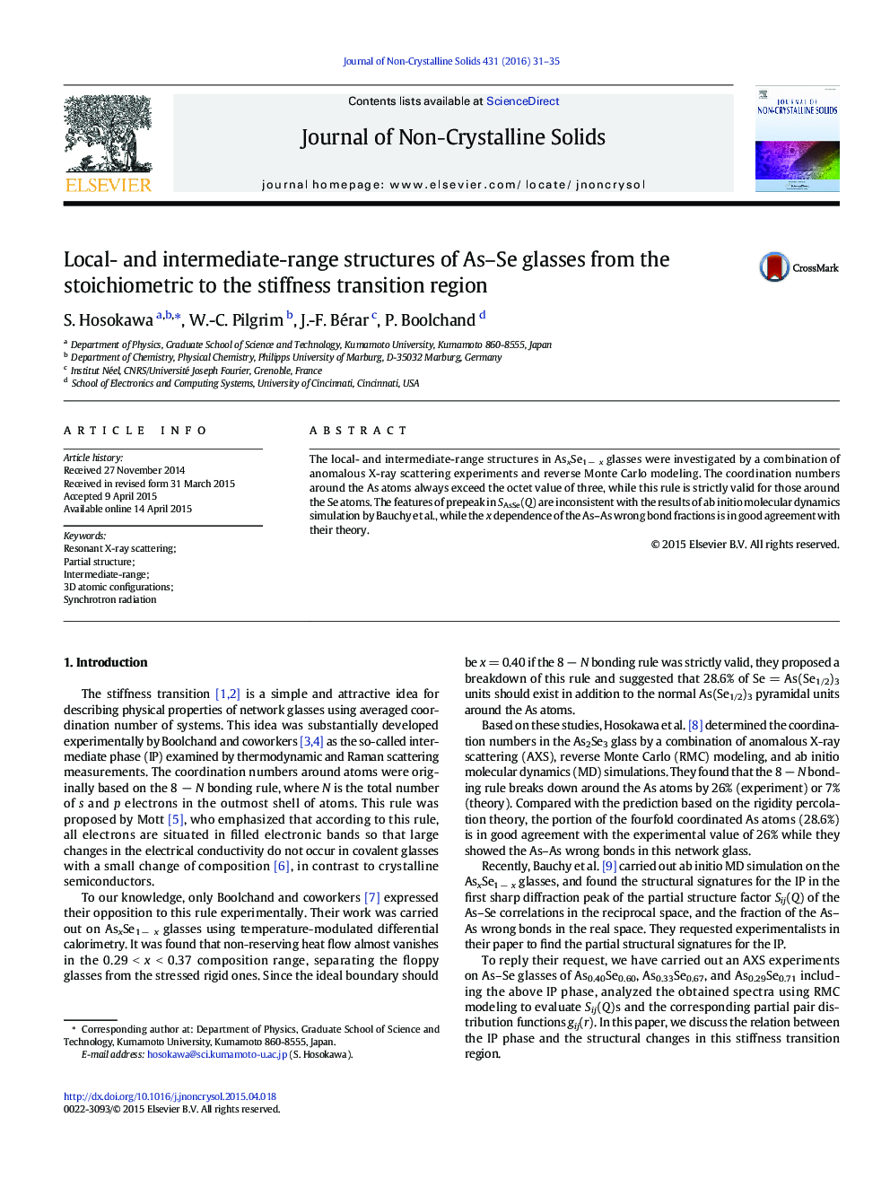 Local- and intermediate-range structures of As–Se glasses from the stoichiometric to the stiffness transition region