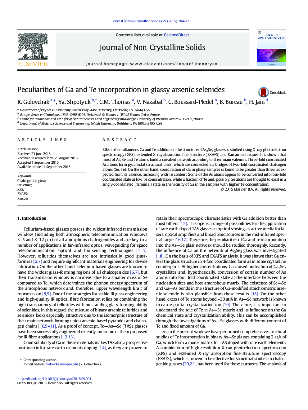 Peculiarities of Ga and Te incorporation in glassy arsenic selenides