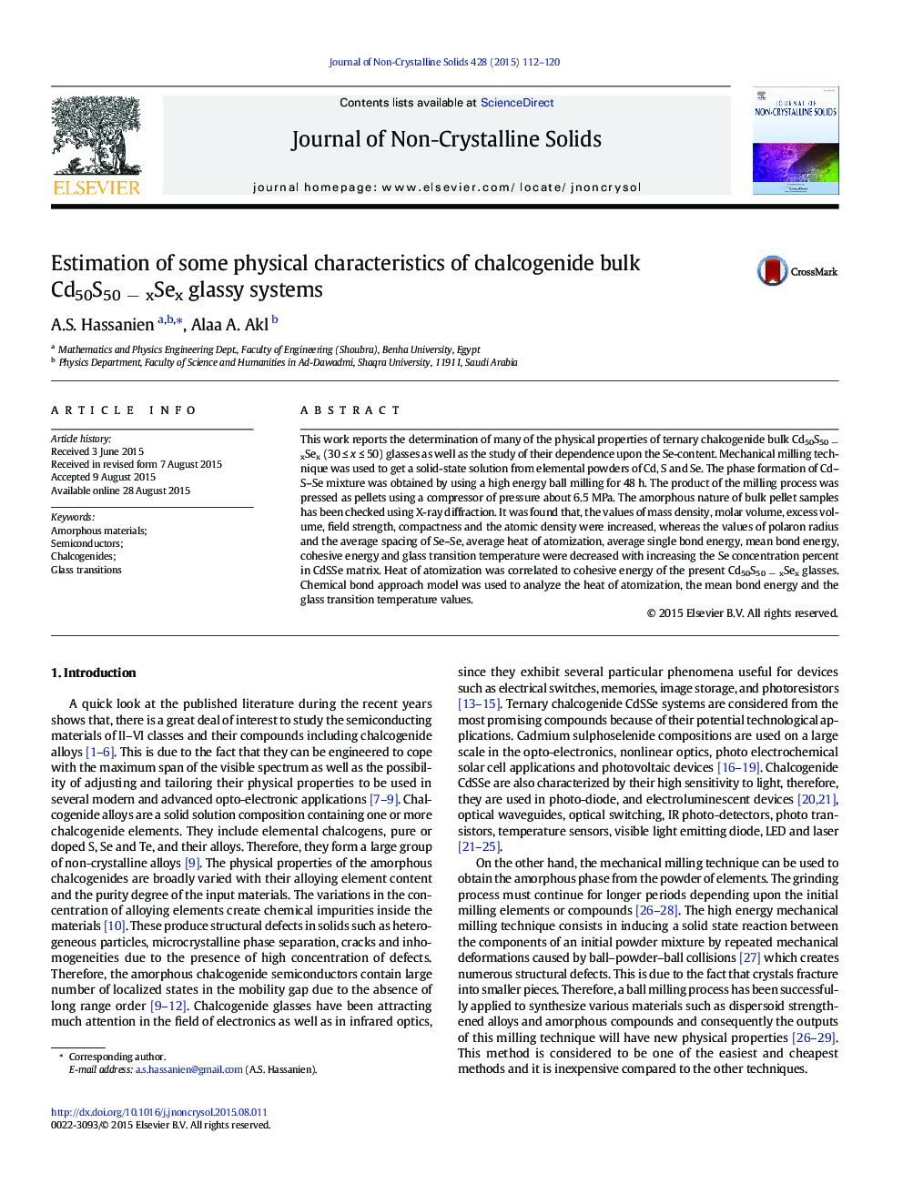 Estimation of some physical characteristics of chalcogenide bulk Cd50S50 − xSex glassy systems