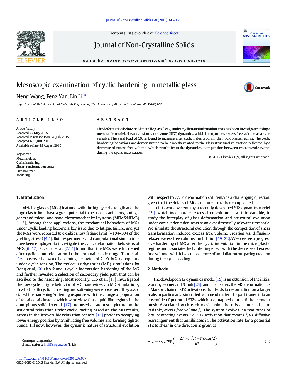 Mesoscopic examination of cyclic hardening in metallic glass