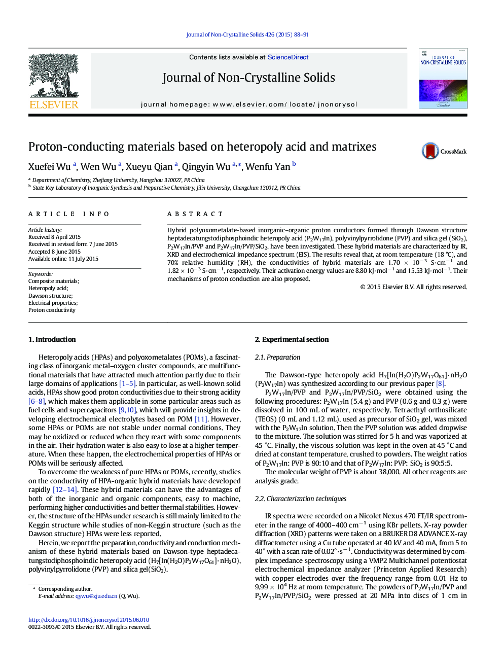 Proton-conducting materials based on heteropoly acid and matrixes