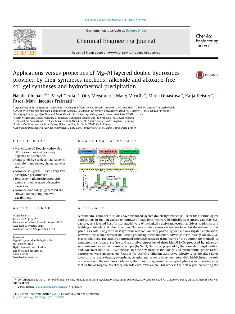 Applications versus properties of Mg–Al layered double hydroxides provided by their syntheses methods: Alkoxide and alkoxide-free sol–gel syntheses and hydrothermal precipitation