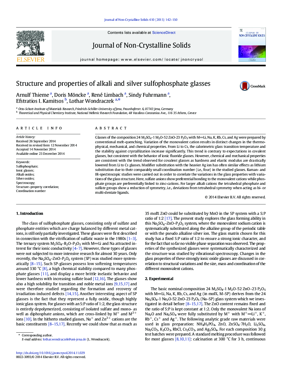 Structure and properties of alkali and silver sulfophosphate glasses