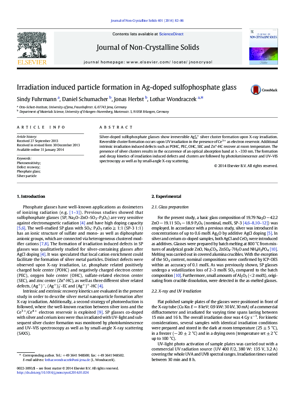 Irradiation induced particle formation in Ag-doped sulfophosphate glass