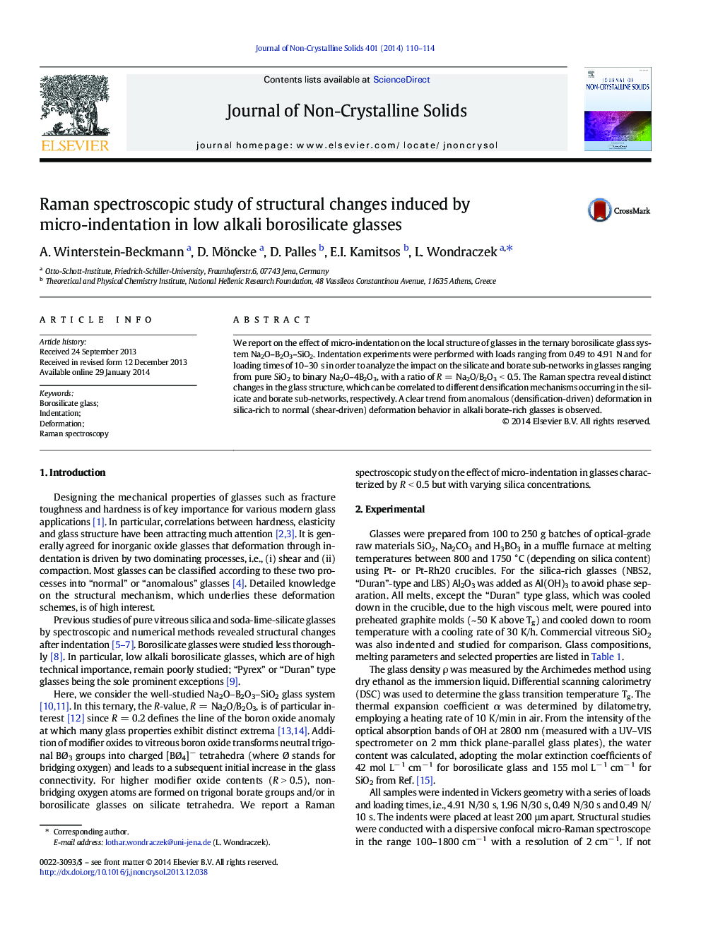 Raman spectroscopic study of structural changes induced by micro-indentation in low alkali borosilicate glasses