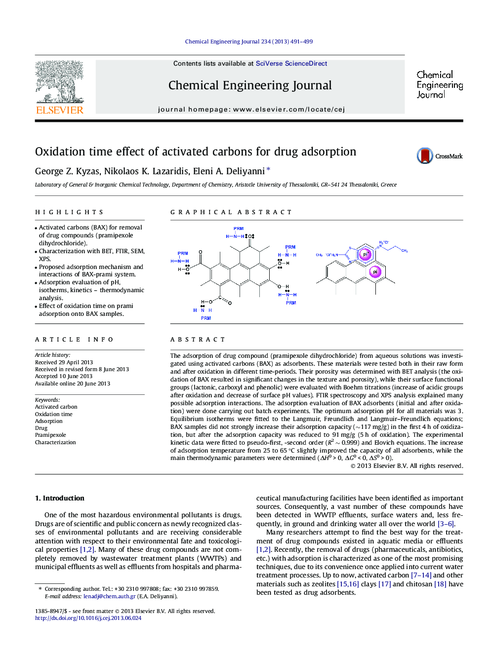 عکس صفحه اول مقاله: Oxidation time effect of activated carbons for drug adsorption Oxidation time effect of activated carbons for drug adsorption