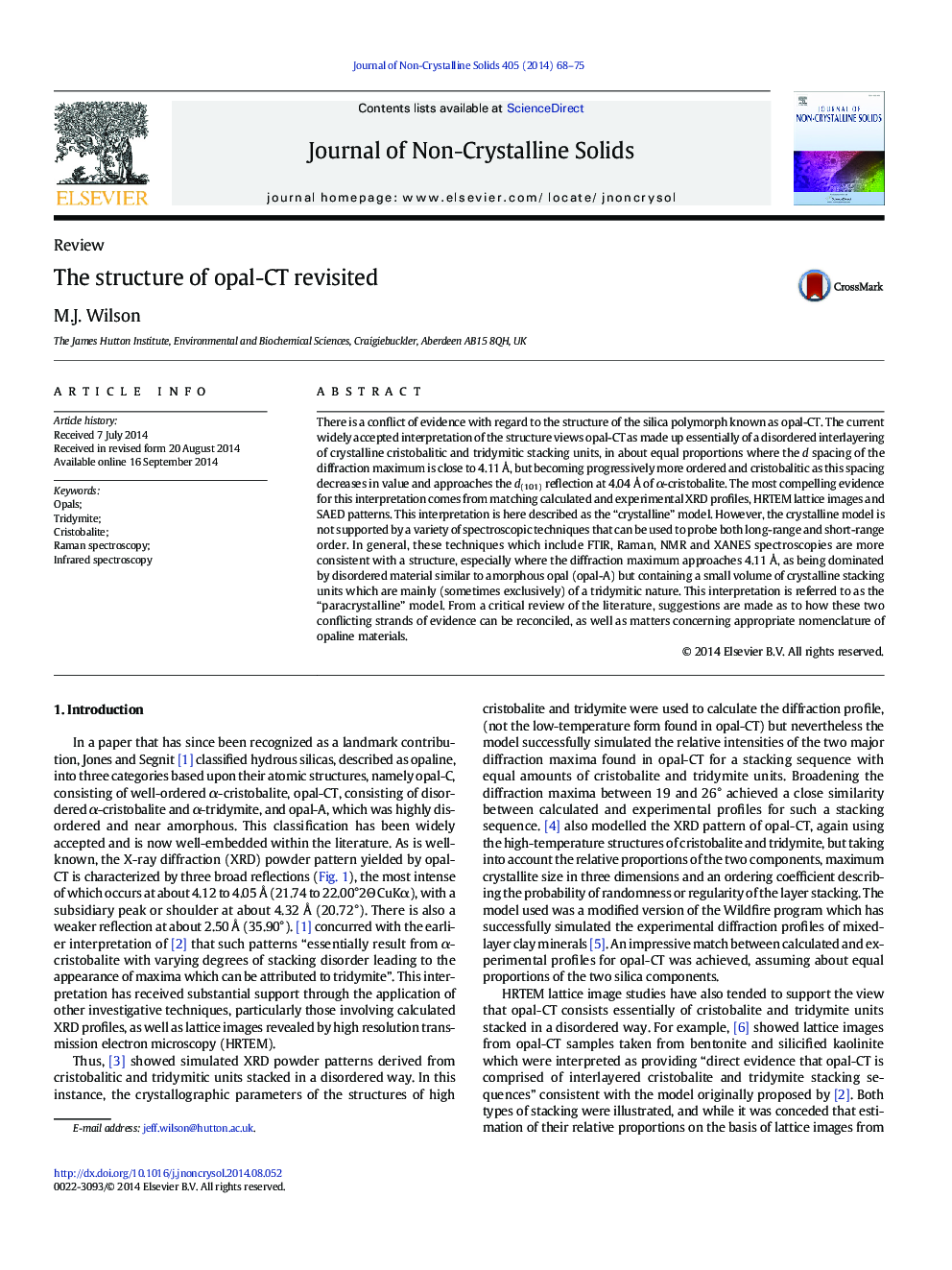 عکس صفحه اول مقاله: The structure of opal-CT revisited The structure of opal-CT revisited