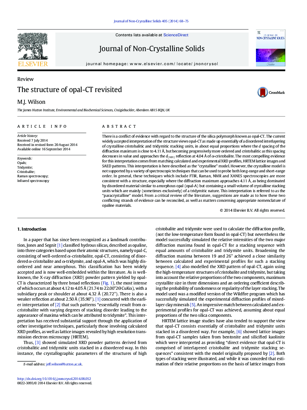 The structure of opal-CT revisited