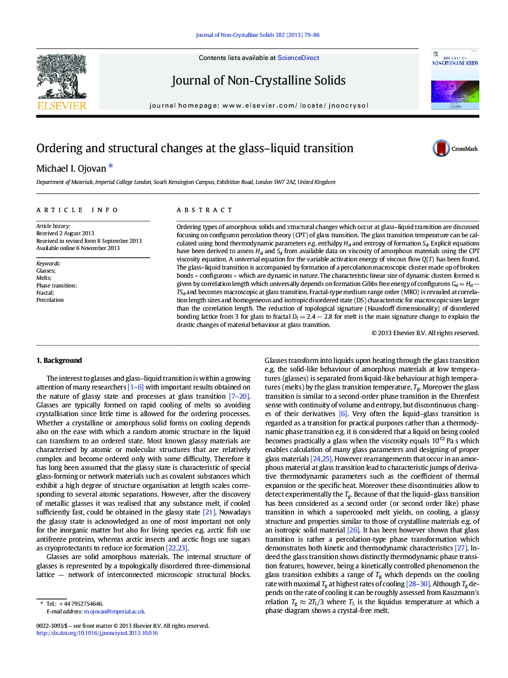 Ordering and structural changes at the glass–liquid transition