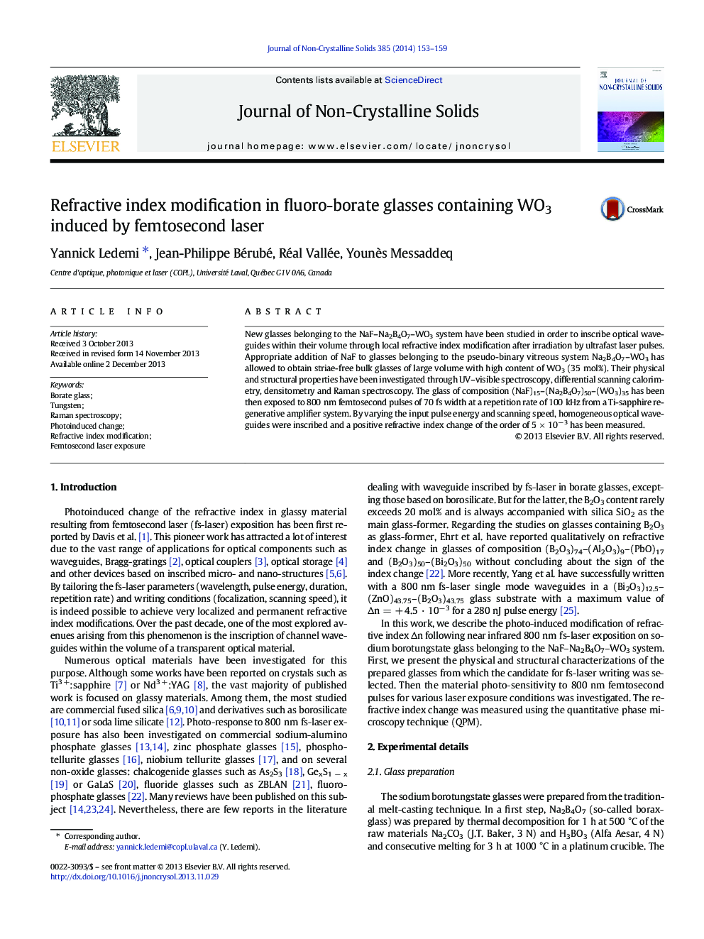 Refractive index modification in fluoro-borate glasses containing WO3 induced by femtosecond laser