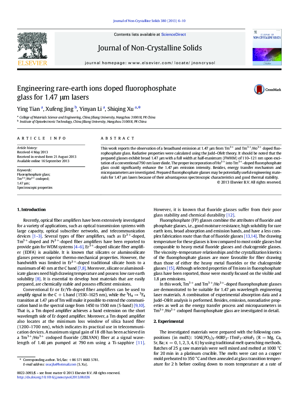 Engineering rare-earth ions doped fluorophosphate glass for 1.47 μm lasers