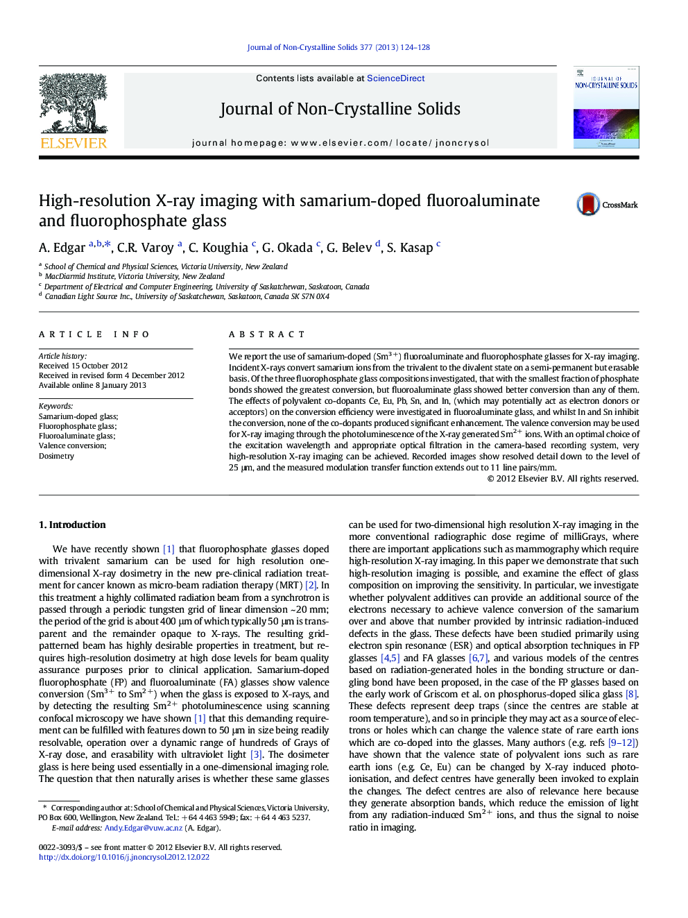 High-resolution X-ray imaging with samarium-doped fluoroaluminate and fluorophosphate glass