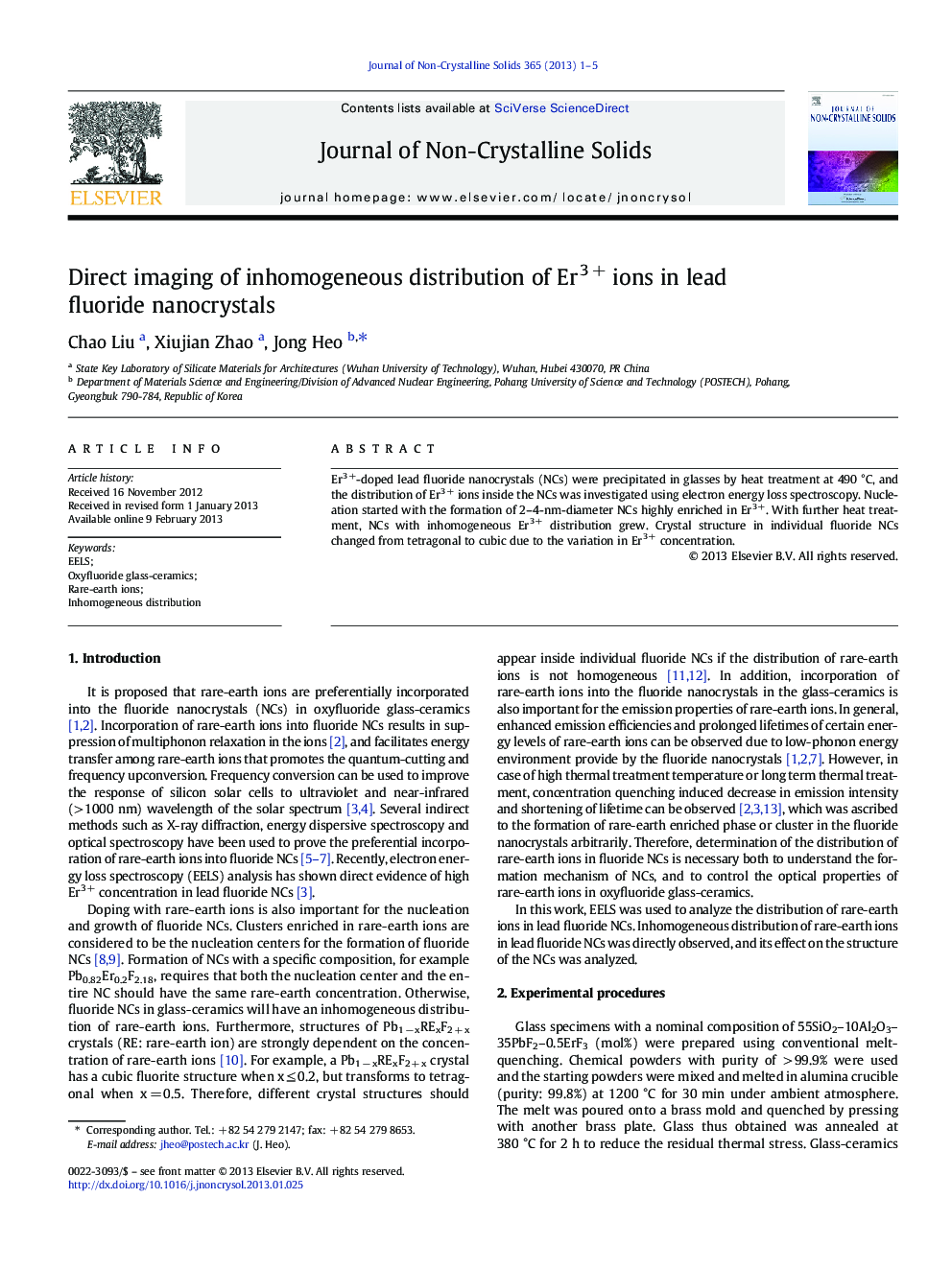 Direct imaging of inhomogeneous distribution of Er3 + ions in lead fluoride nanocrystals