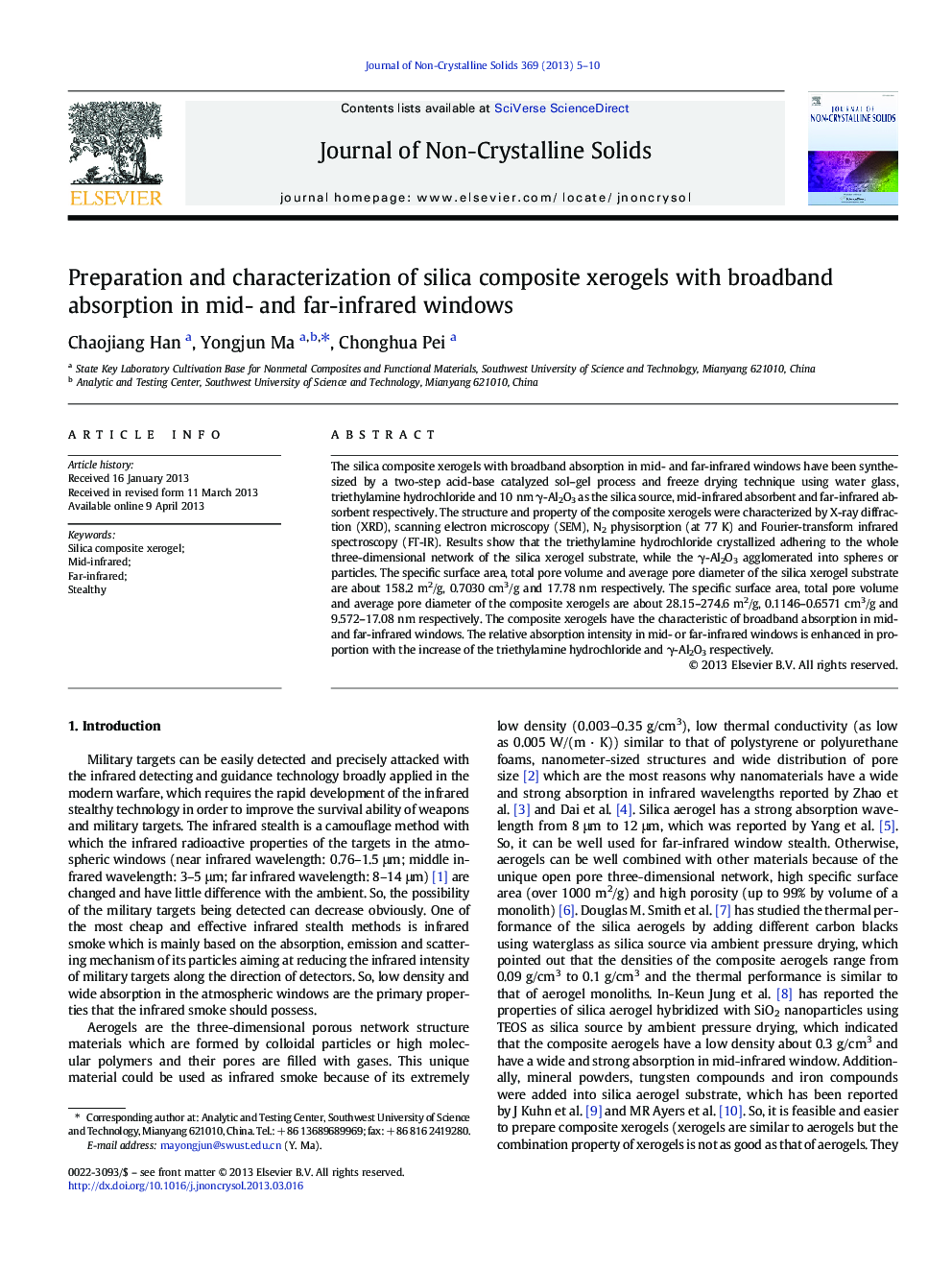 Preparation and characterization of silica composite xerogels with broadband absorption in mid- and far-infrared windows