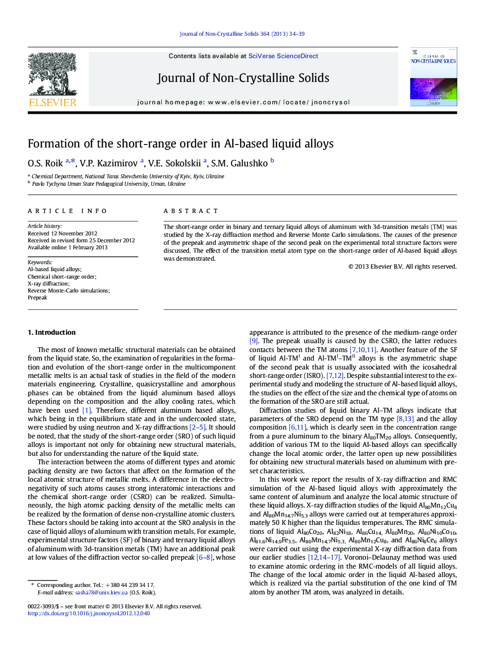 Formation of the short-range order in Al-based liquid alloys