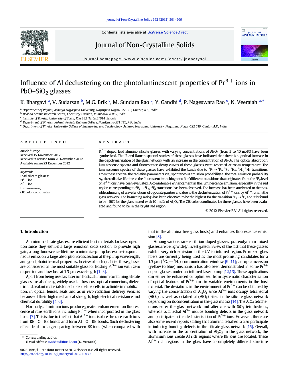 Influence of Al declustering on the photoluminescent properties of Pr3 + ions in PbO–SiO2 glasses