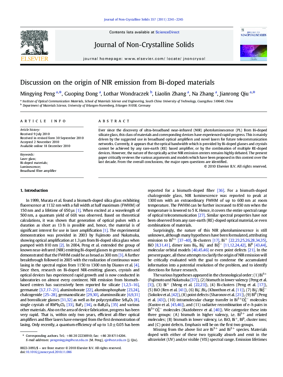 Discussion on the origin of NIR emission from Bi-doped materials