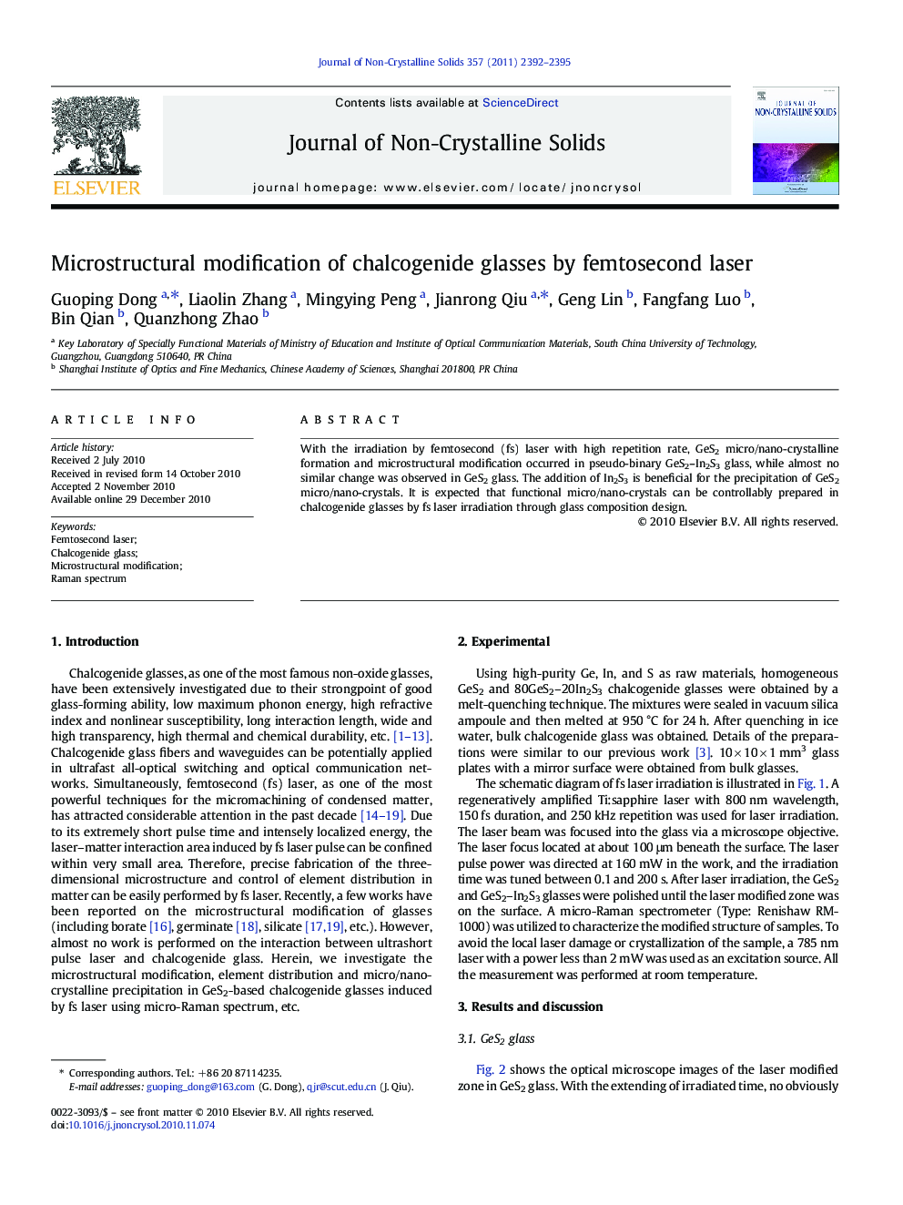 Microstructural modification of chalcogenide glasses by femtosecond laser