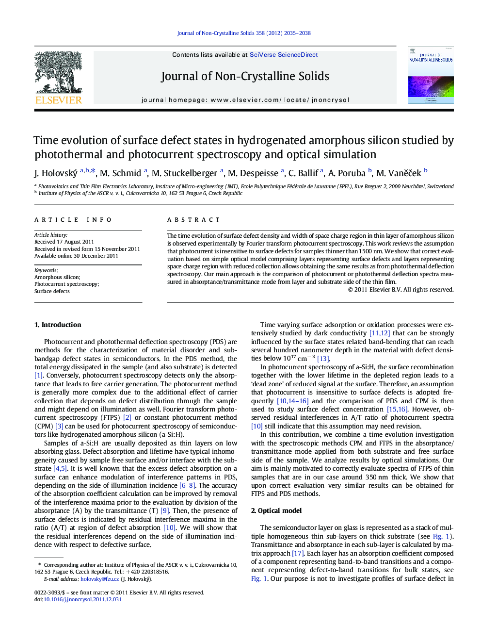 Time evolution of surface defect states in hydrogenated amorphous silicon studied by photothermal and photocurrent spectroscopy and optical simulation