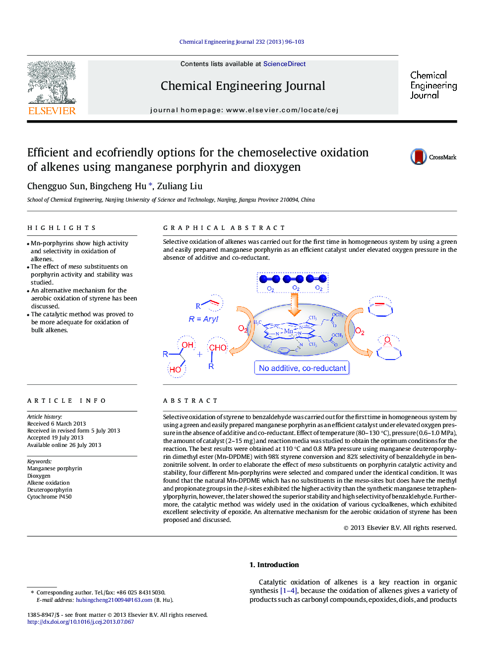 Efficient and ecofriendly options for the chemoselective oxidation of alkenes using manganese porphyrin and dioxygen