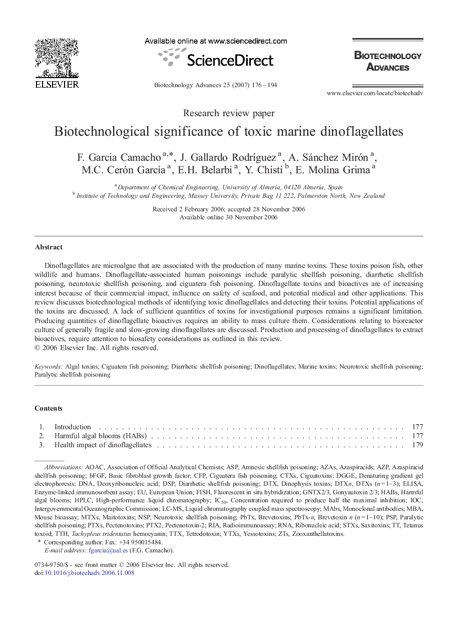 Biotechnological significance of toxic marine dinoflagellates