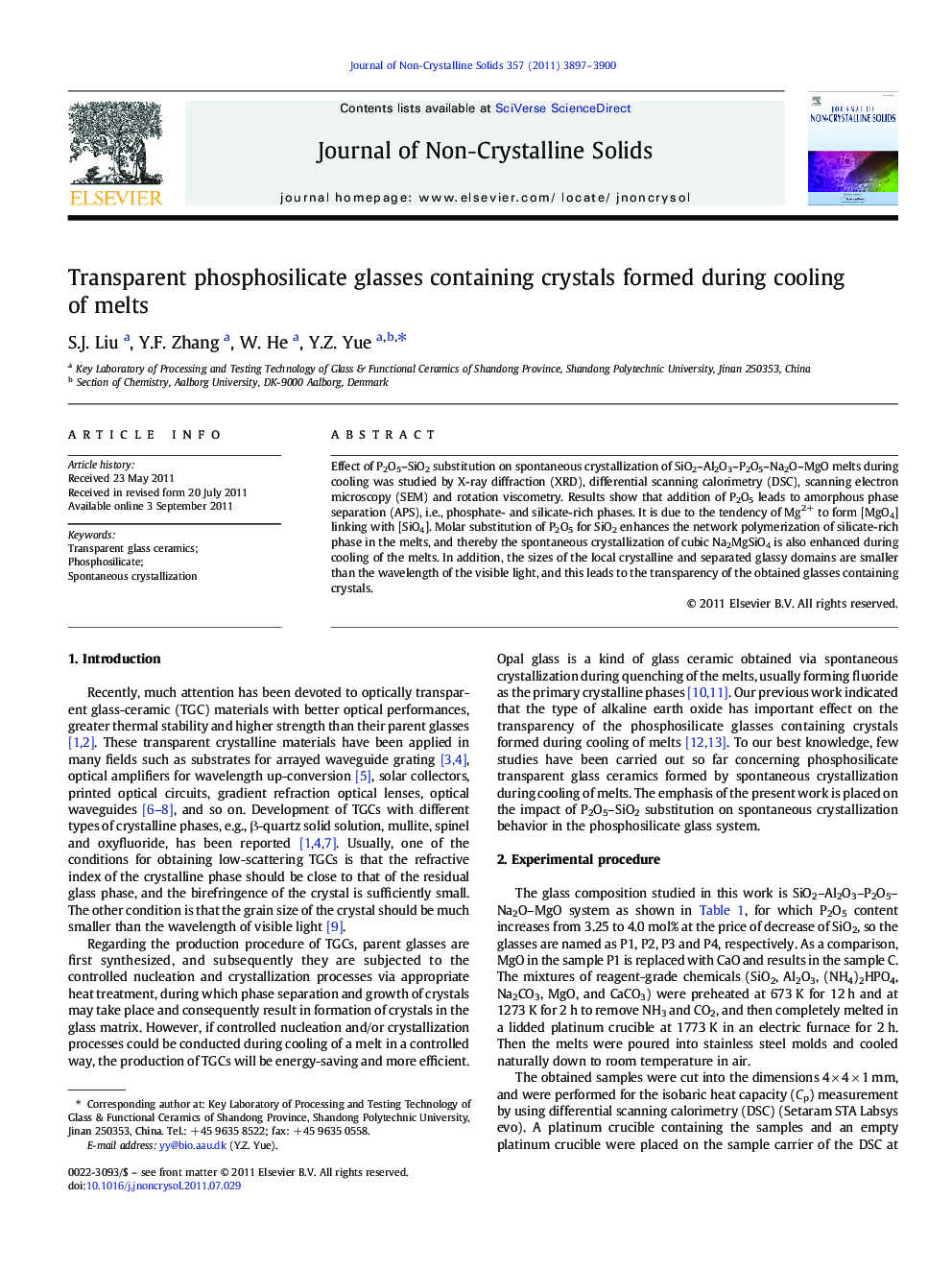 Transparent phosphosilicate glasses containing crystals formed during cooling of melts