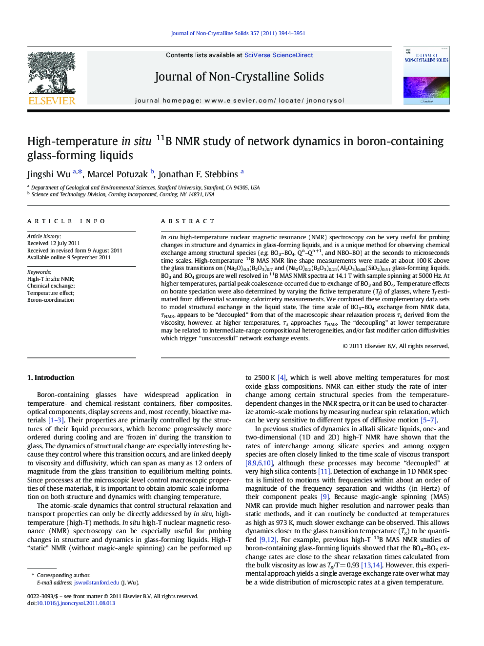 High-temperature in situ11B NMR study of network dynamics in boron-containing glass-forming liquids