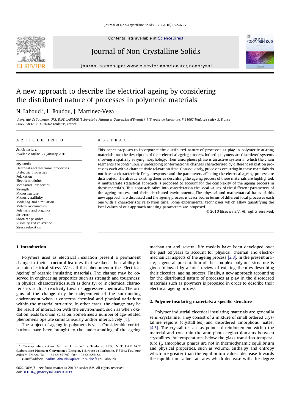A new approach to describe the electrical ageing by considering the distributed nature of processes in polymeric materials