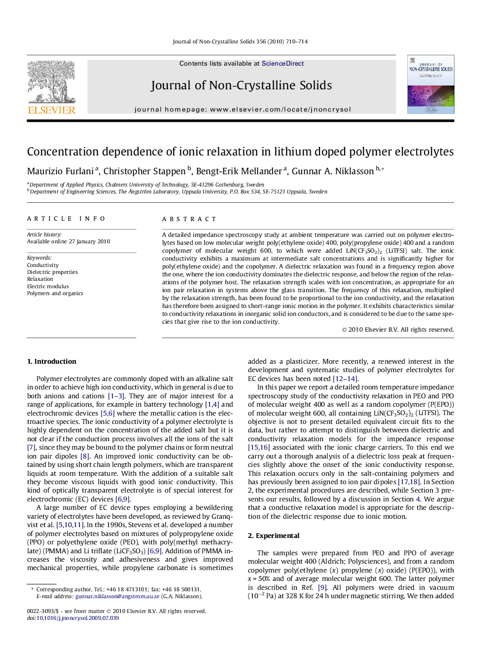 Concentration dependence of ionic relaxation in lithium doped polymer electrolytes