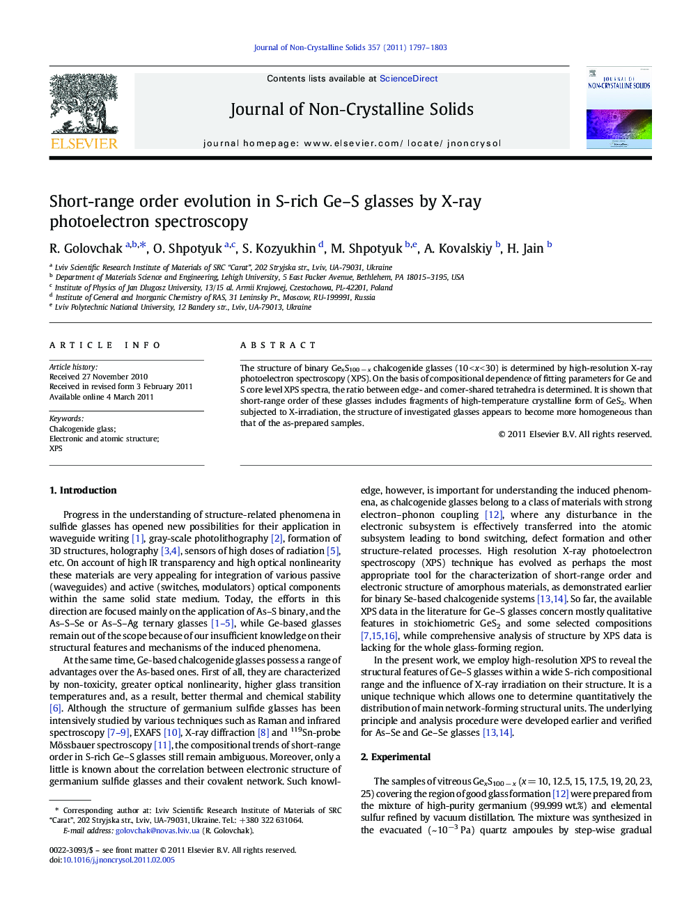 Short-range order evolution in S-rich Ge-S glasses by X-ray photoelectron spectroscopy