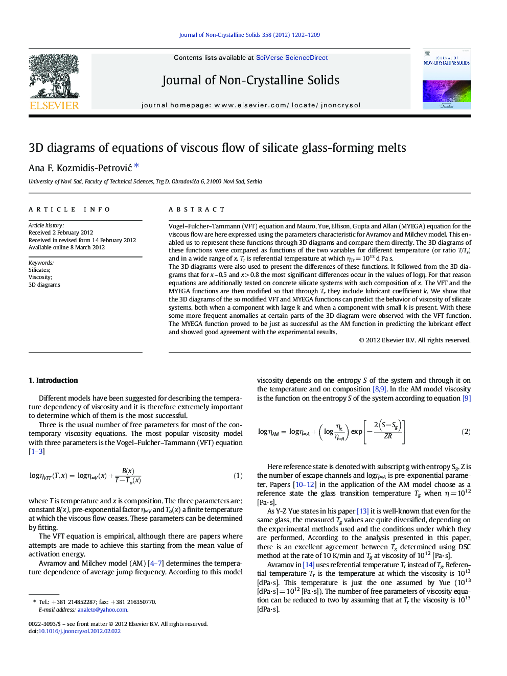 3D diagrams of equations of viscous flow of silicate glass-forming melts