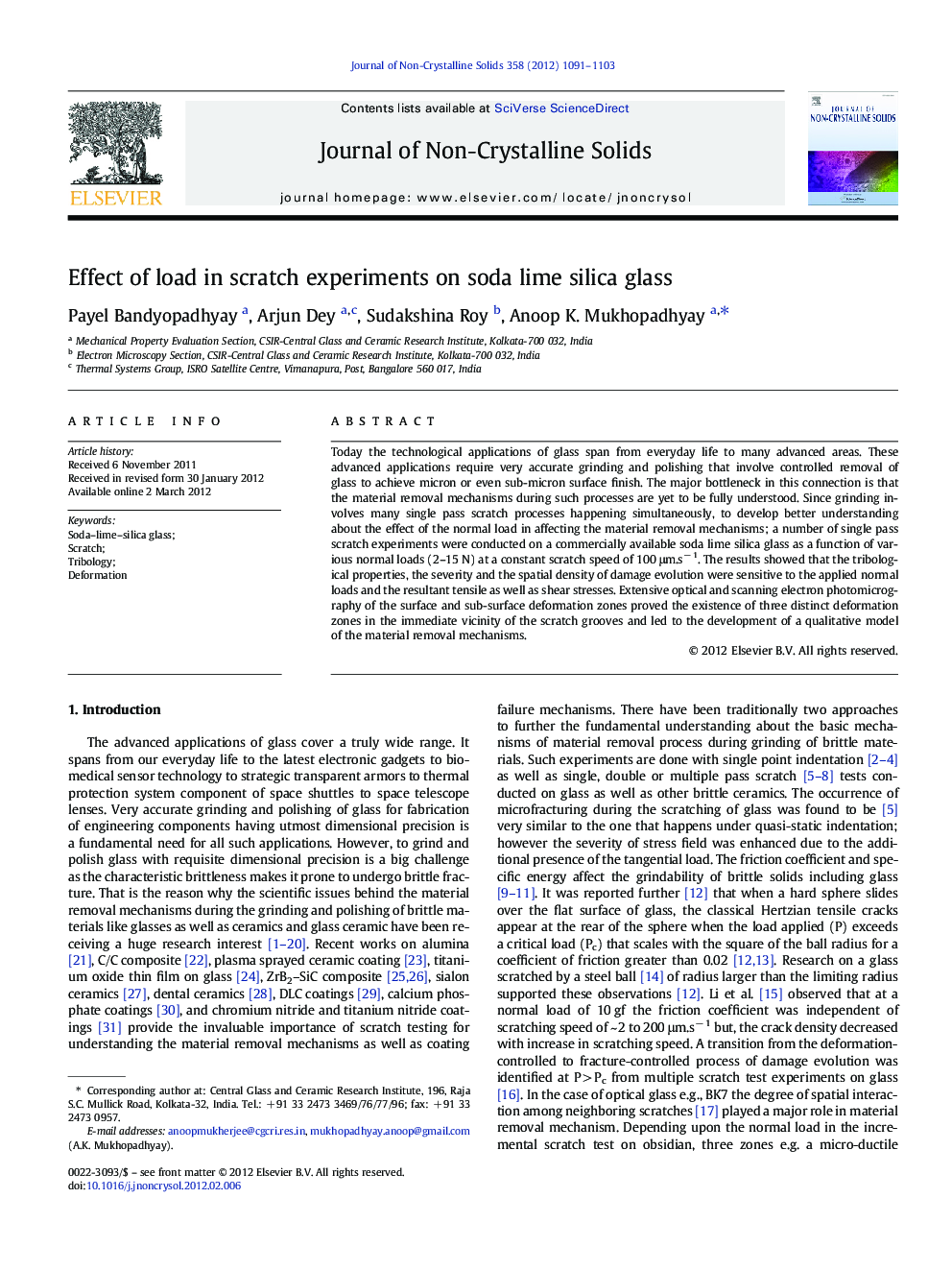 Effect of load in scratch experiments on soda lime silica glass